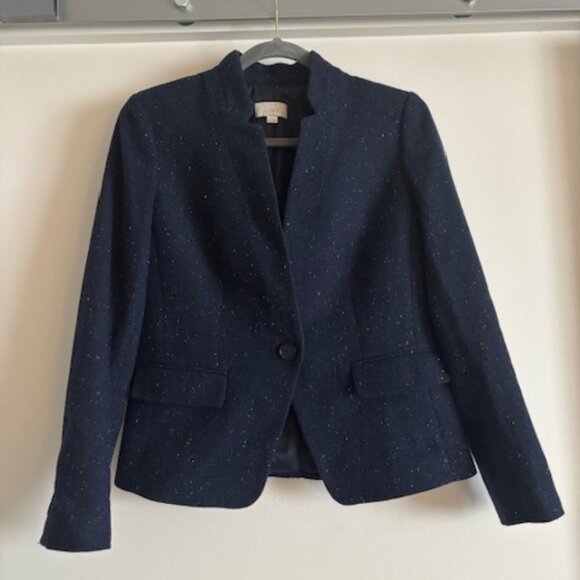 LOFT Wool Speckled Blazer in navy - Picture 2 of 7
